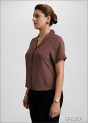 Lapel Collared Printed Top - 051026