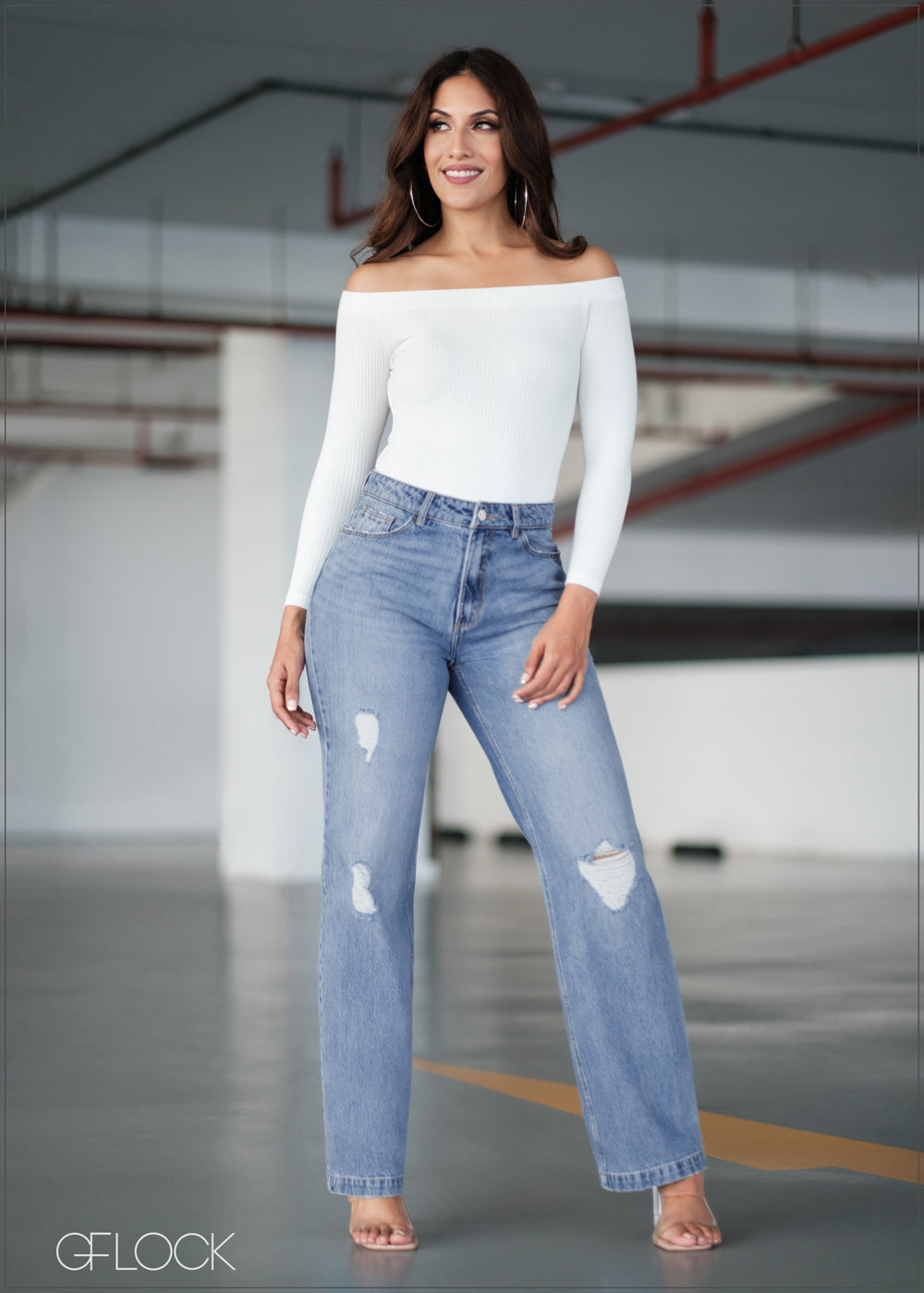 Straight Leg Ripped Jean - 201023