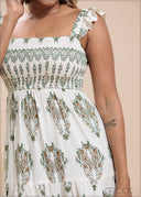 Printed Smocked Dress - 230725