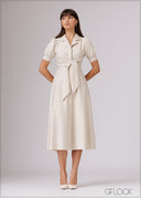 Front Tie-Up Midi Dress - 080526