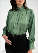 Front Pleat & Button Detailed Shirt - 050925