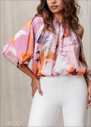 One Shoulder Printed Top - 020326