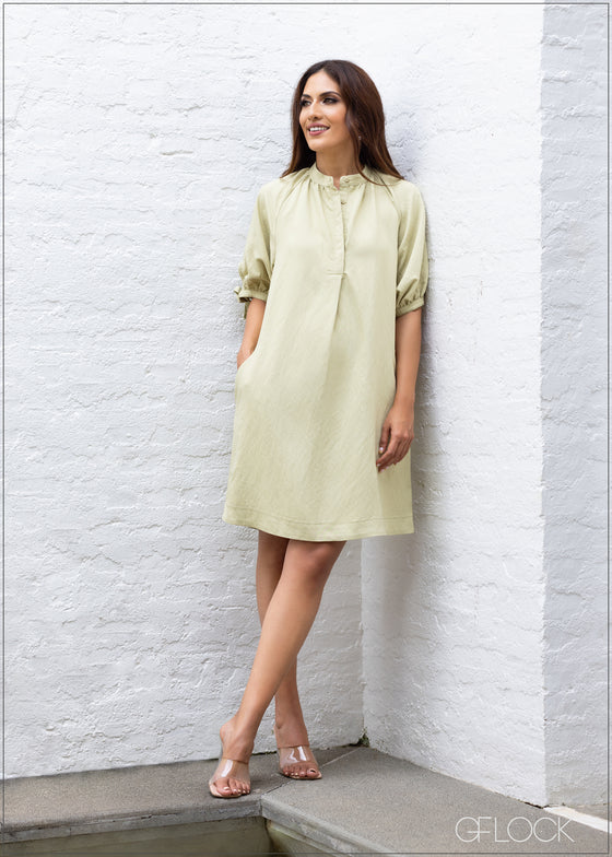 Mini Dress With Sleeve Tie Detail - 231023