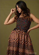 Printed Strappy Maxi Dress - 100726