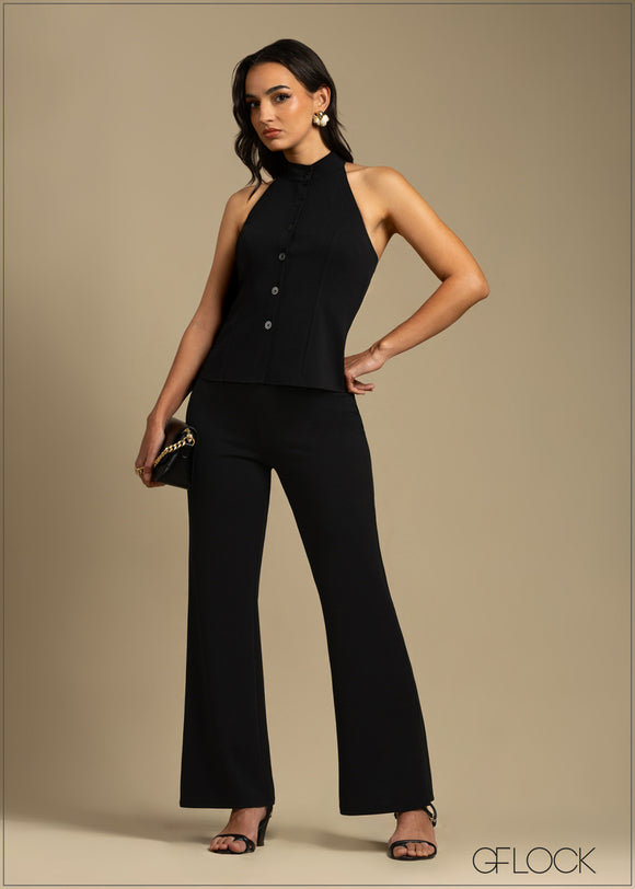 High Neck Blazer Top - 240925