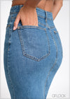 High Waist Denim Skirt - 02 - 121024