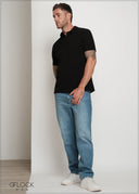 Embossed Collar Polo T-Shirt - 080425