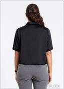 Short Sleeve Lapel Shirt Collar Top - 141024