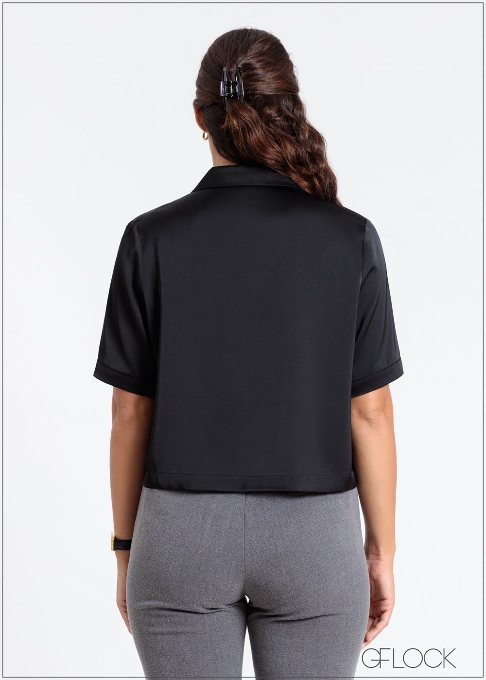 Short Sleeve Lapel Shirt Collar Top - 141024