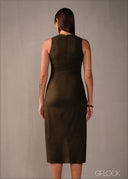 V-Neck Sleeveless Midi Dress - 160326