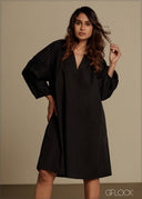V-Neck Tie Dress - 290526C