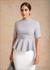 PEPLUM BELTED TOP