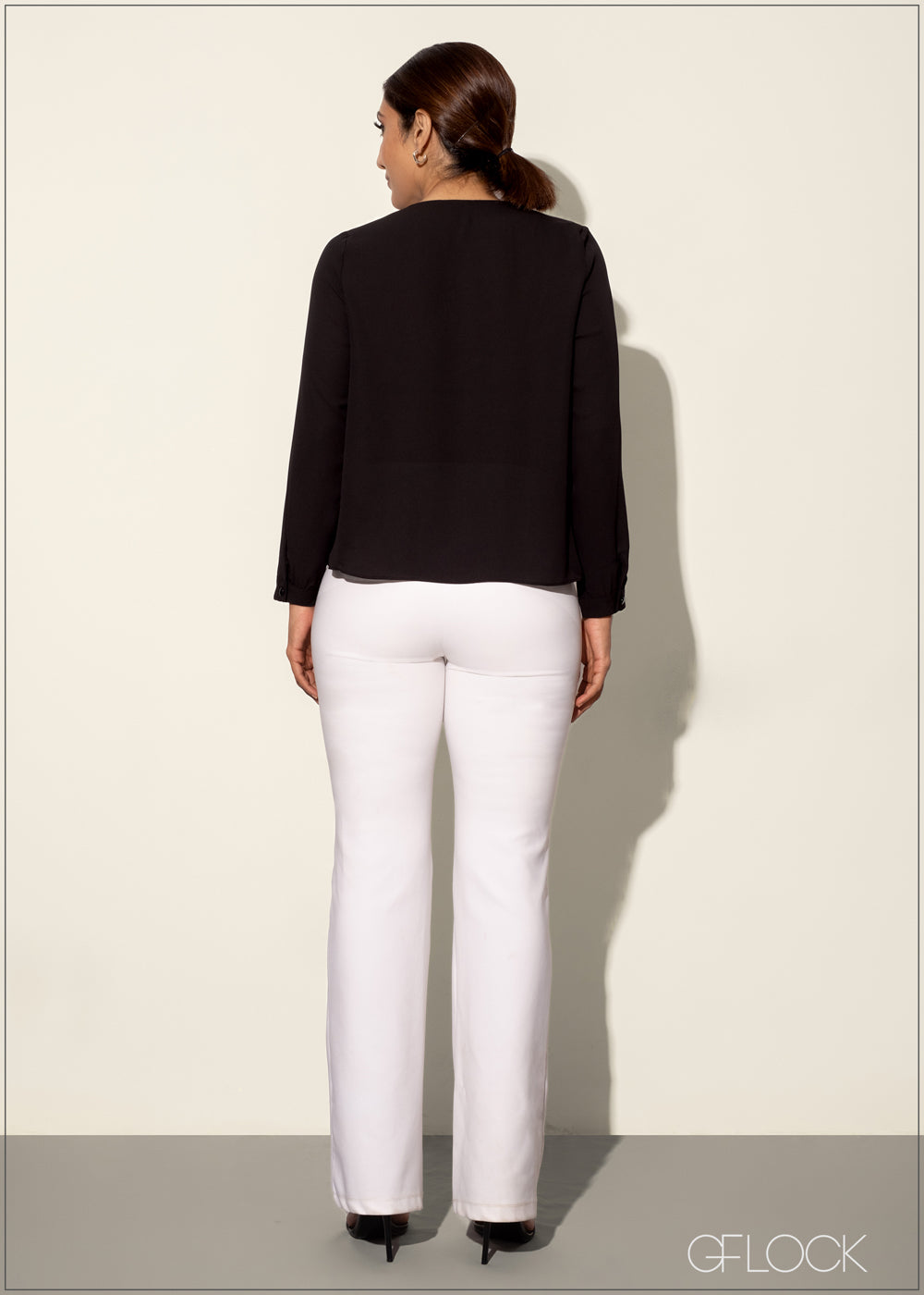 Long Sleeve Top With V-Neck - 120224