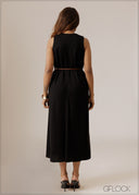 V-Neck Midi Dress - 280926