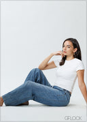 Straight Leg Jean With Elastic Waist - Long Length - 251125D