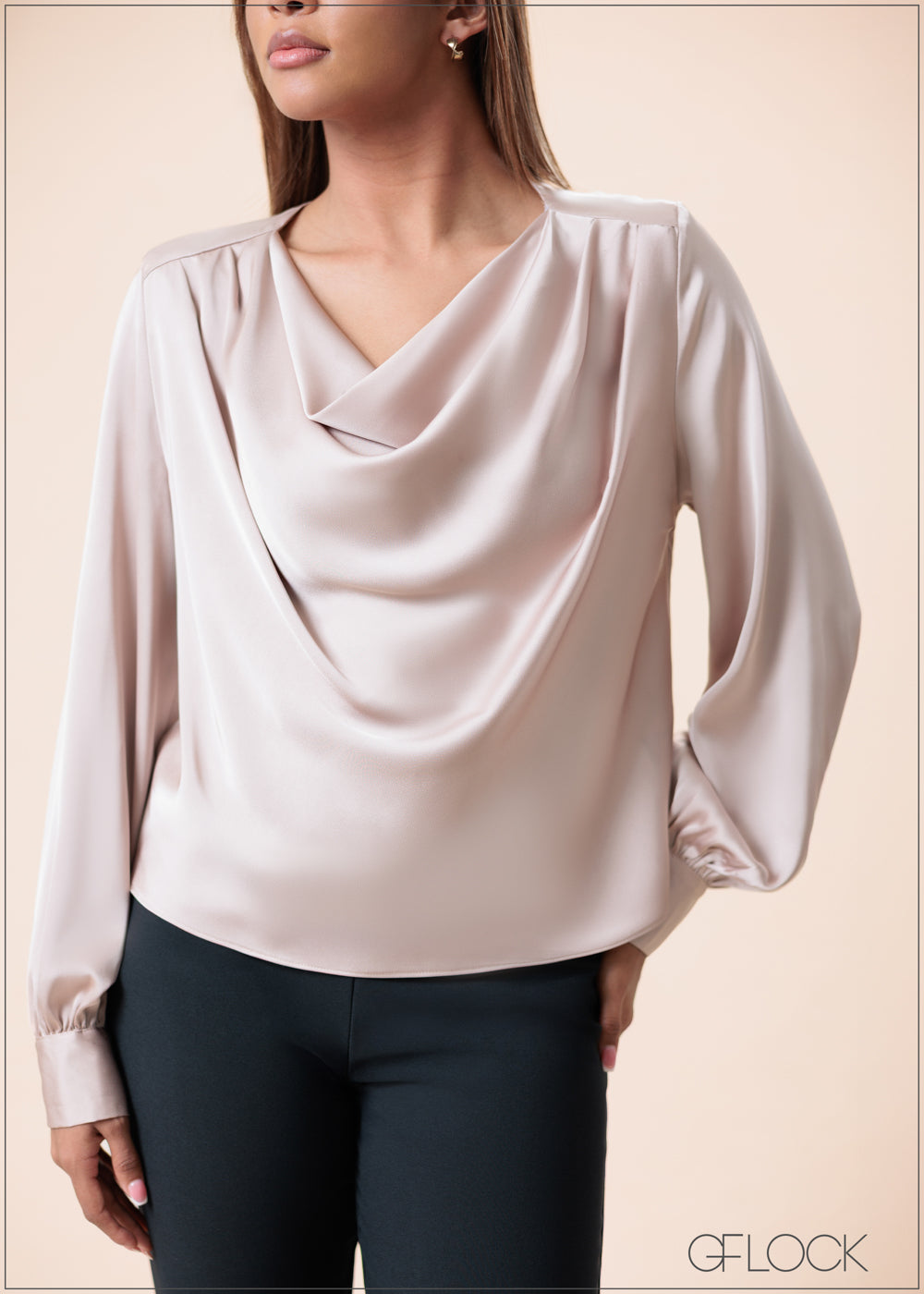 Cowl Neck Long Sleeve Top - 160525