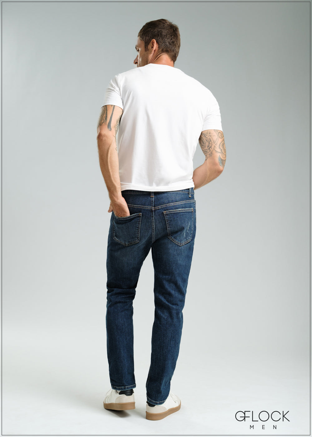 Dark Wash Slim Fit Ripped Jean - Long Length - 121125