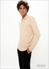 Half Placket Long Sleeve T-Shirt - 030125