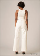 High Waist Wide Leg Jean - Short Length - 220826D