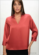 Collared V-Neck Top - 090226