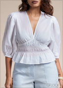 Puff Sleeve Smocked Top - 110526