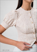 Puff Sleeved Button-Down Top - 230926W