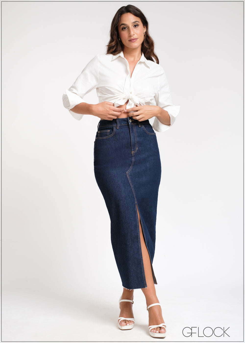 High Waist Denim Skirt - 03 - 121024