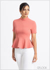 High Neck Peplum Top - 160623