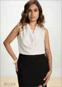 Cowl Neck Polka Dot Top - 130826