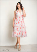 Pleated Floral Dress - 140625