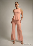 Crease Detail Straight Leg Pants - 220825