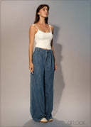 Pleated Wide Leg Jean - Short Length - 250626