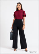 High Neck Puff Sleeve Top - 121124