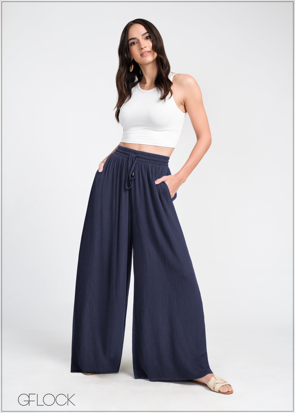 Elasticated Waist Wide Leg Pant - 240325