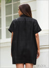Linen Short Sleeve Shirt Dress - 040823