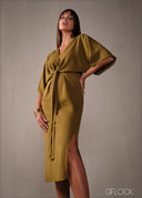 Tie-Up Detail Midi Dress - 160326