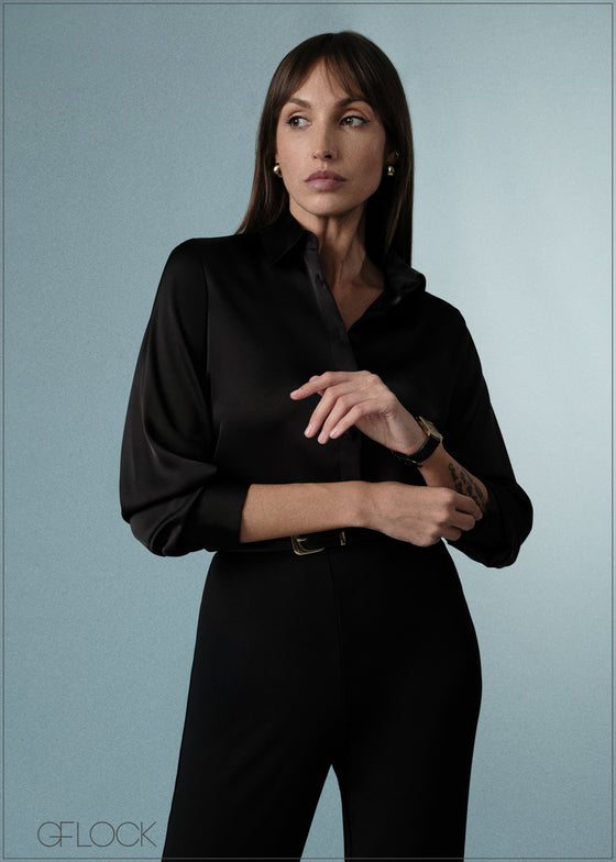 Long Sleeve Satin Shirt - 071125