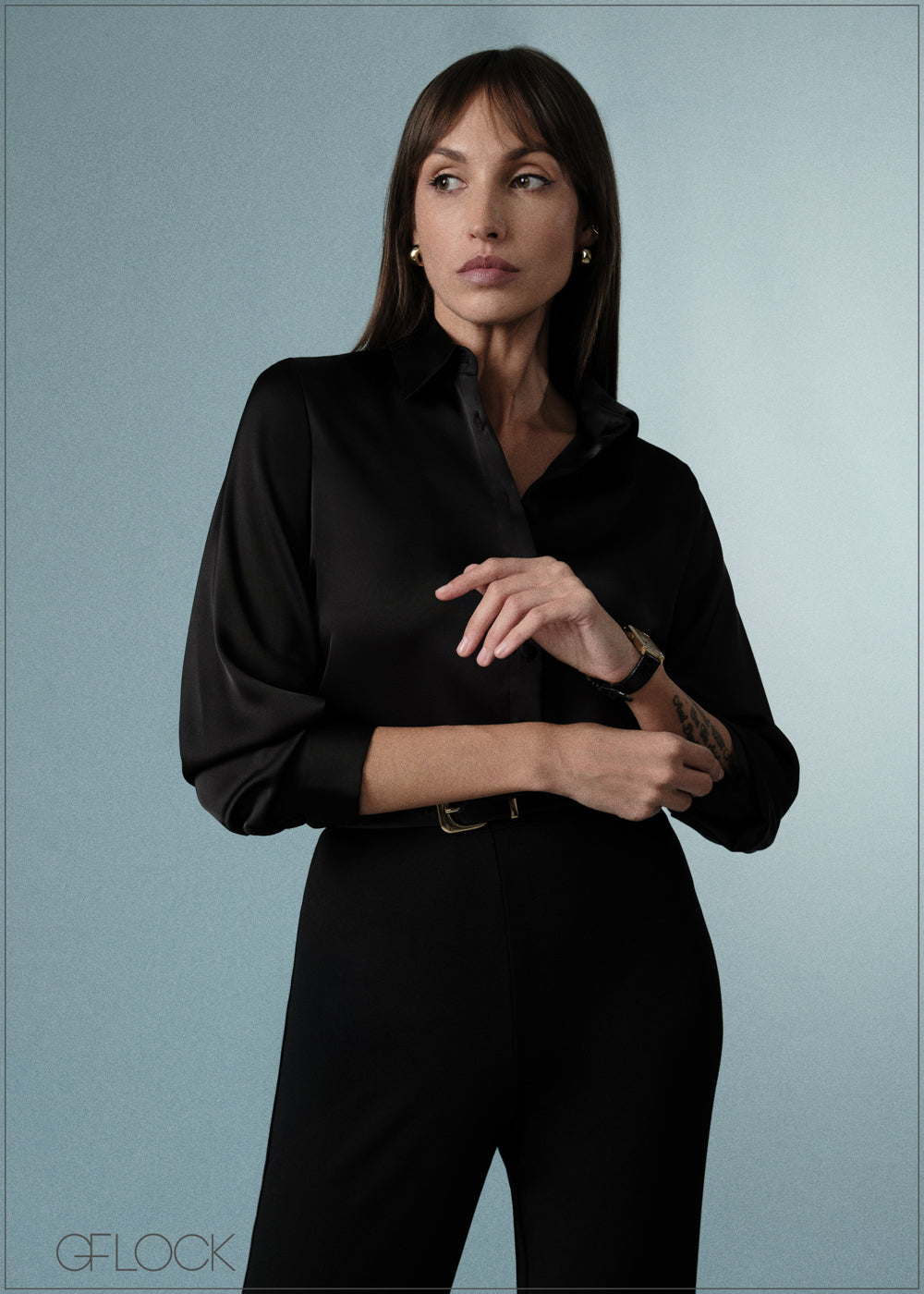 Long Sleeve Satin Shirt - 071125