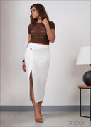 Slit Detailed Midi Skirt - 280826