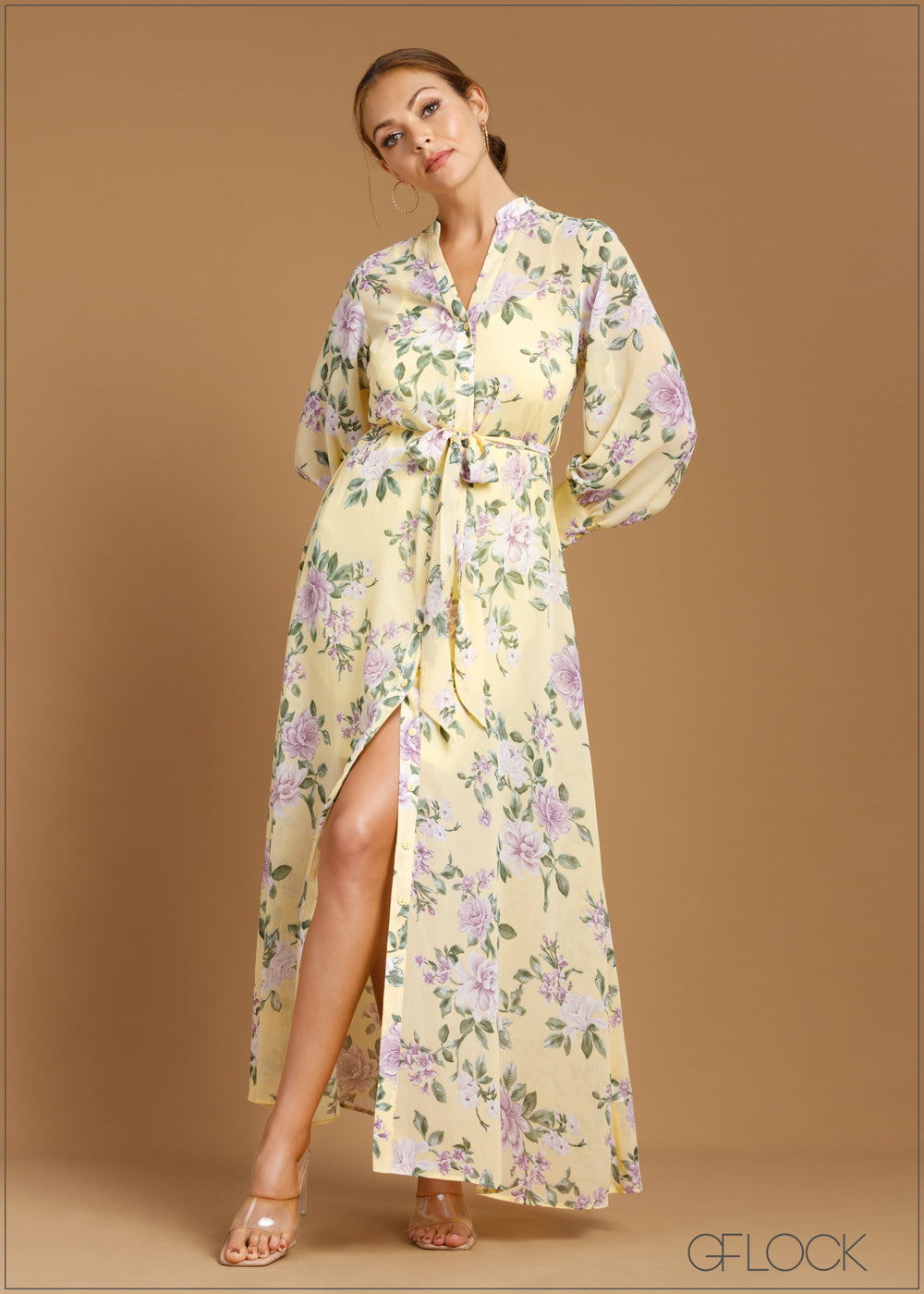 Floral Maxi Shirt Dress 041223