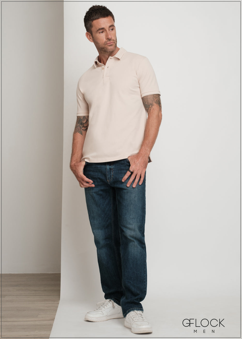 Embossed Collar Polo T-Shirt - 080425