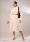 Shirt Dress With Patch Pockets and Pleats - 120124