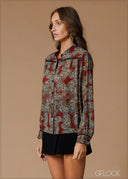 Lace Detail Button-Down Shirt - 140826