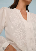 Embroidered V-Neck Shirt - 250426