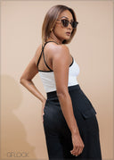 Contrast Detailed Rib Top - 230725