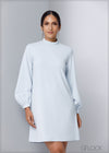 High Neck Puff Sleeve Dress - 120623