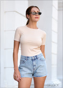 Short Sleeve Ribbed T-Shirt - 010124