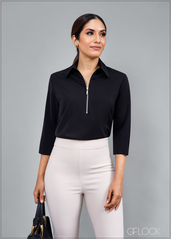 Three Quarter Top With Zip Detail - 260224