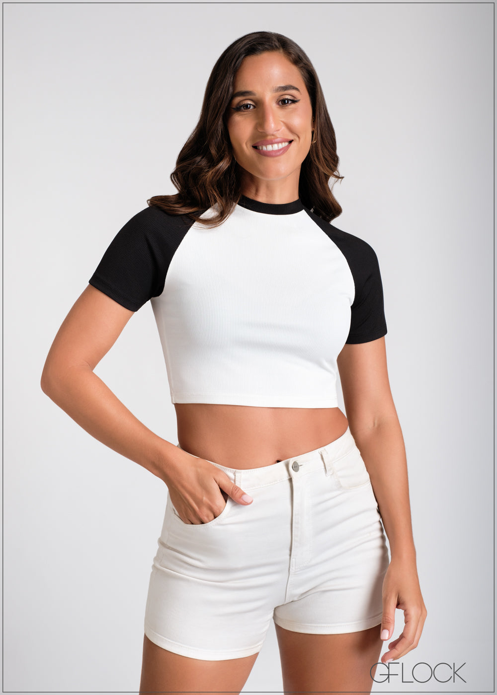 Two Tone Ribbed Top - 100225