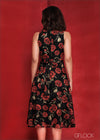 Tie-Up Detailed Rose Printed Midi Dress - 090224